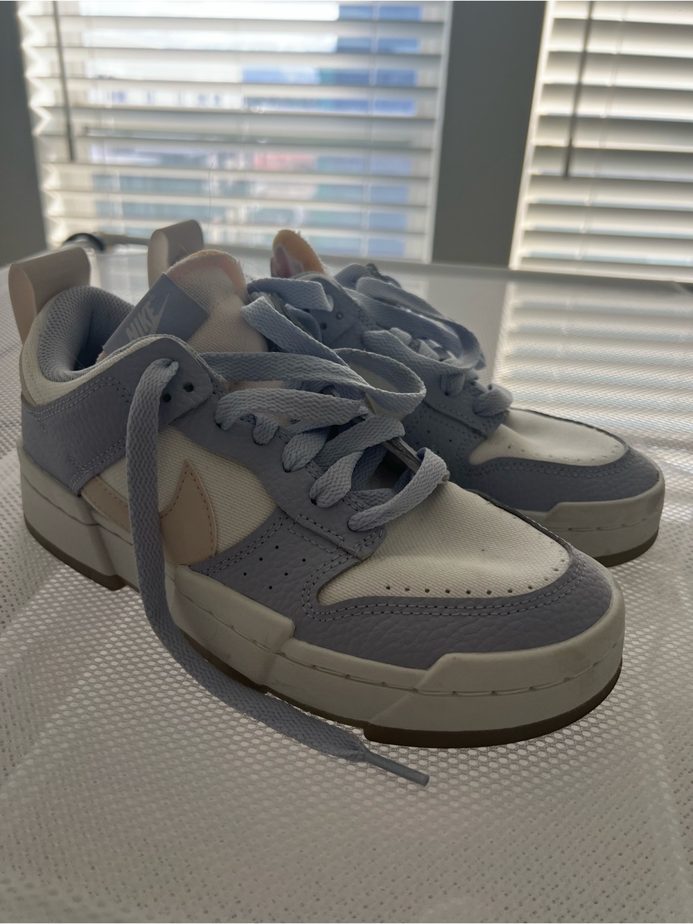 Nike Dunk Low-Top Sneakers in Lavender, Cream, and White